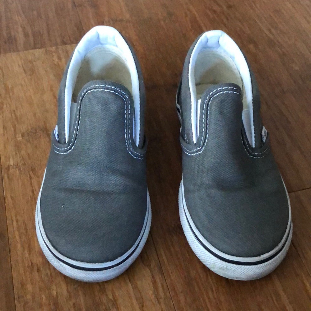 Boys Gray Slip on Vans